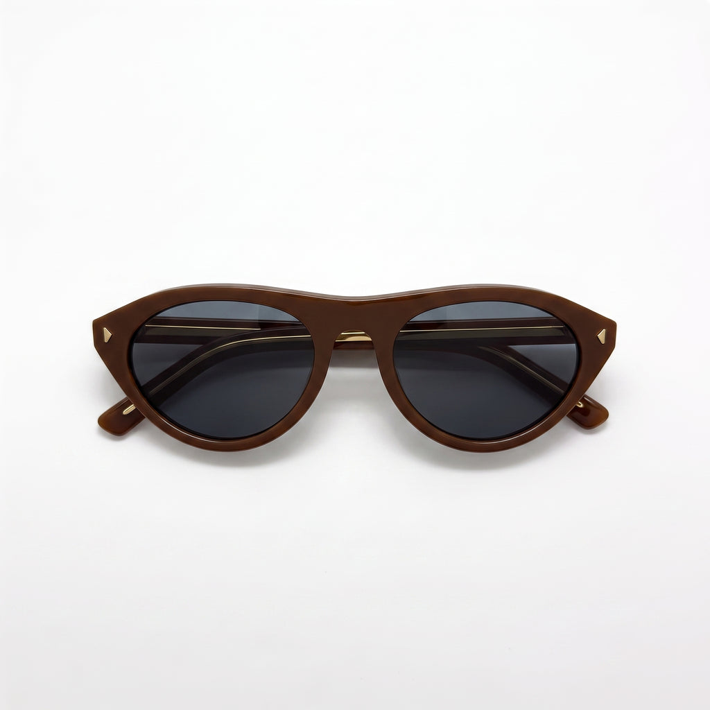 NOVA Chocolate round acetate sunglasses front view - Frame Studio