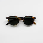 HALO Leopard Midnight round acetate sunglasses front view - Frame Studio