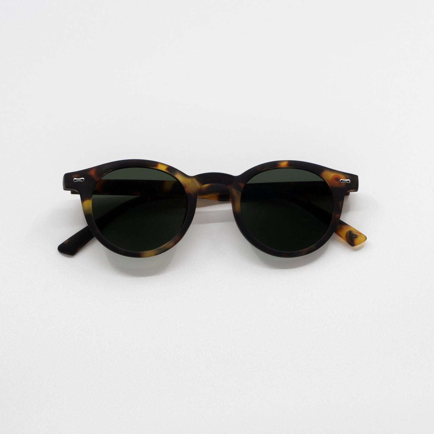 HALO Leopard Midnight round acetate sunglasses front view - Frame Studio